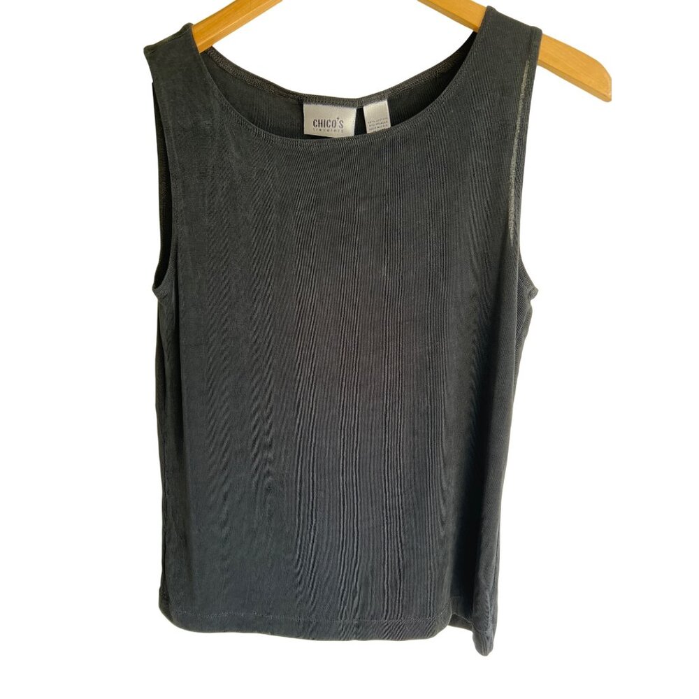 Chico‘s traveler’s black ribbed tank size 1 one small